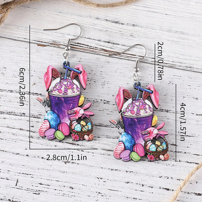 1 Pair Retro Rabbit Wood Drop Earrings