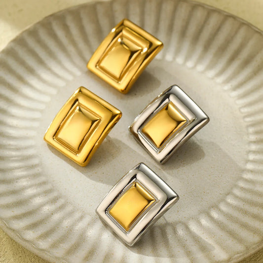 1 Pair Retro Rectangle 304 Stainless Steel Ear Studs