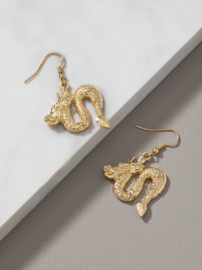 1 Pair Retro Rock Artistic Dragon Alloy Zinc Drop Earrings