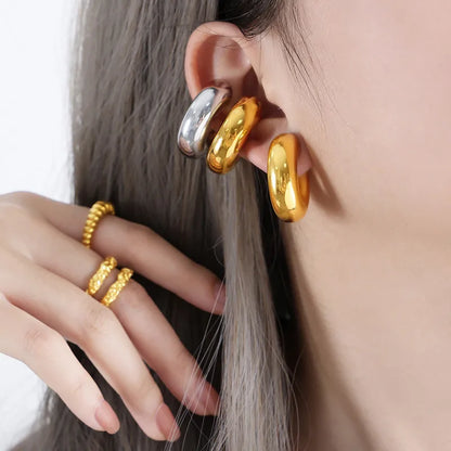 1 Pair Retro Roman Style Geometric Plating Alloy 18k Gold Plated Ear Cuffs