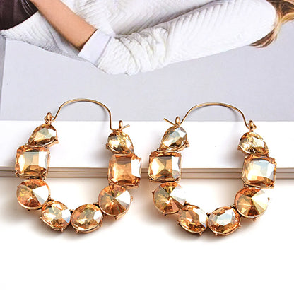 1 Pair Retro Roman Style Geometric Plating Inlay Alloy Zircon Earrings