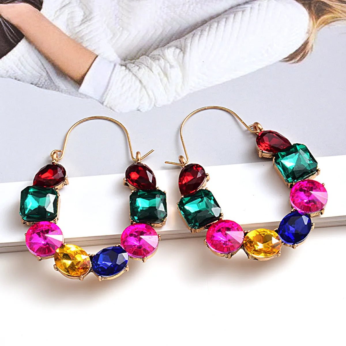 1 Pair Retro Roman Style Geometric Plating Inlay Alloy Zircon Earrings