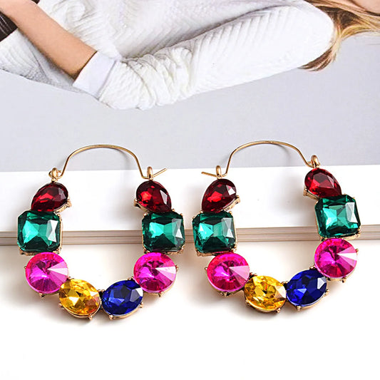 1 Pair Retro Roman Style Geometric Plating Inlay Alloy Zircon Earrings