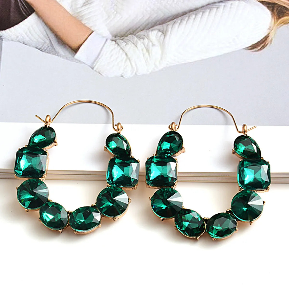 1 Pair Retro Roman Style Geometric Plating Inlay Alloy Zircon Earrings