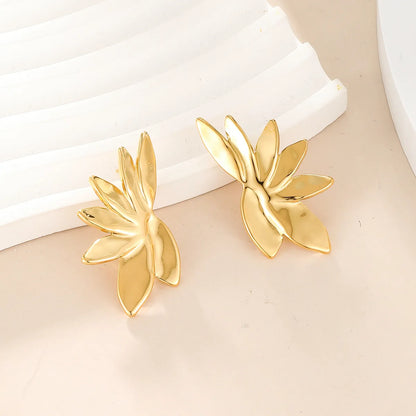 1 Pair Retro Roman Style Geometric Plating 304 Stainless Steel 14K Gold Plated Ear Studs