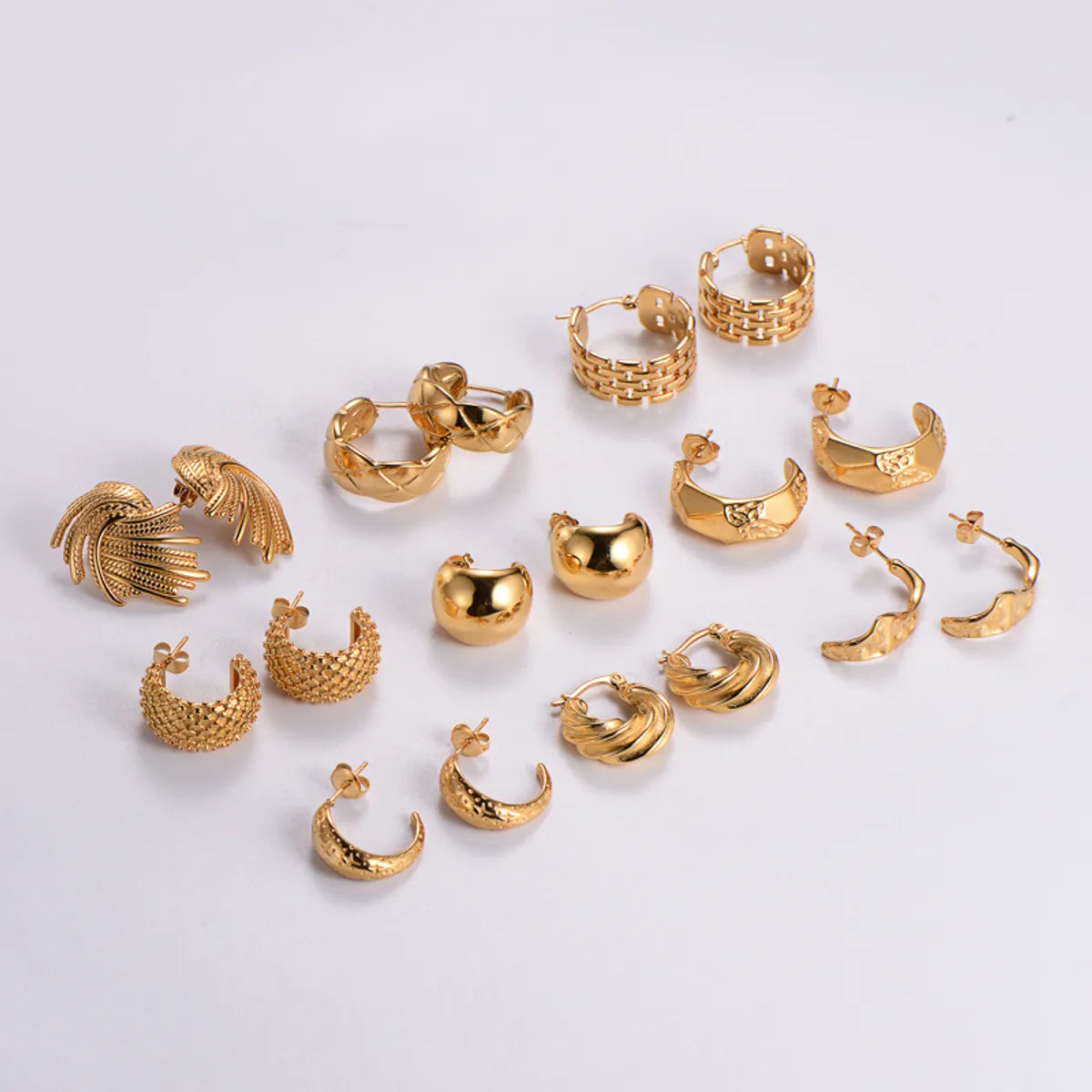 1 Pair Retro Roman Style Geometric Plating Stainless Steel 24k Gold Plated Ear Studs