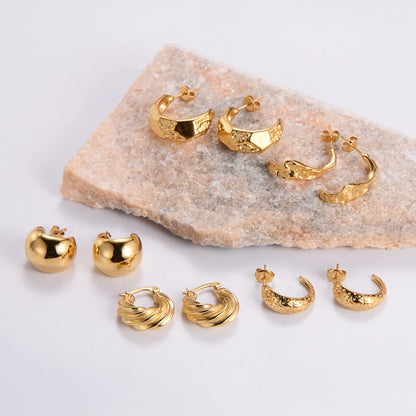 1 Pair Retro Roman Style Geometric Plating Stainless Steel 24k Gold Plated Ear Studs