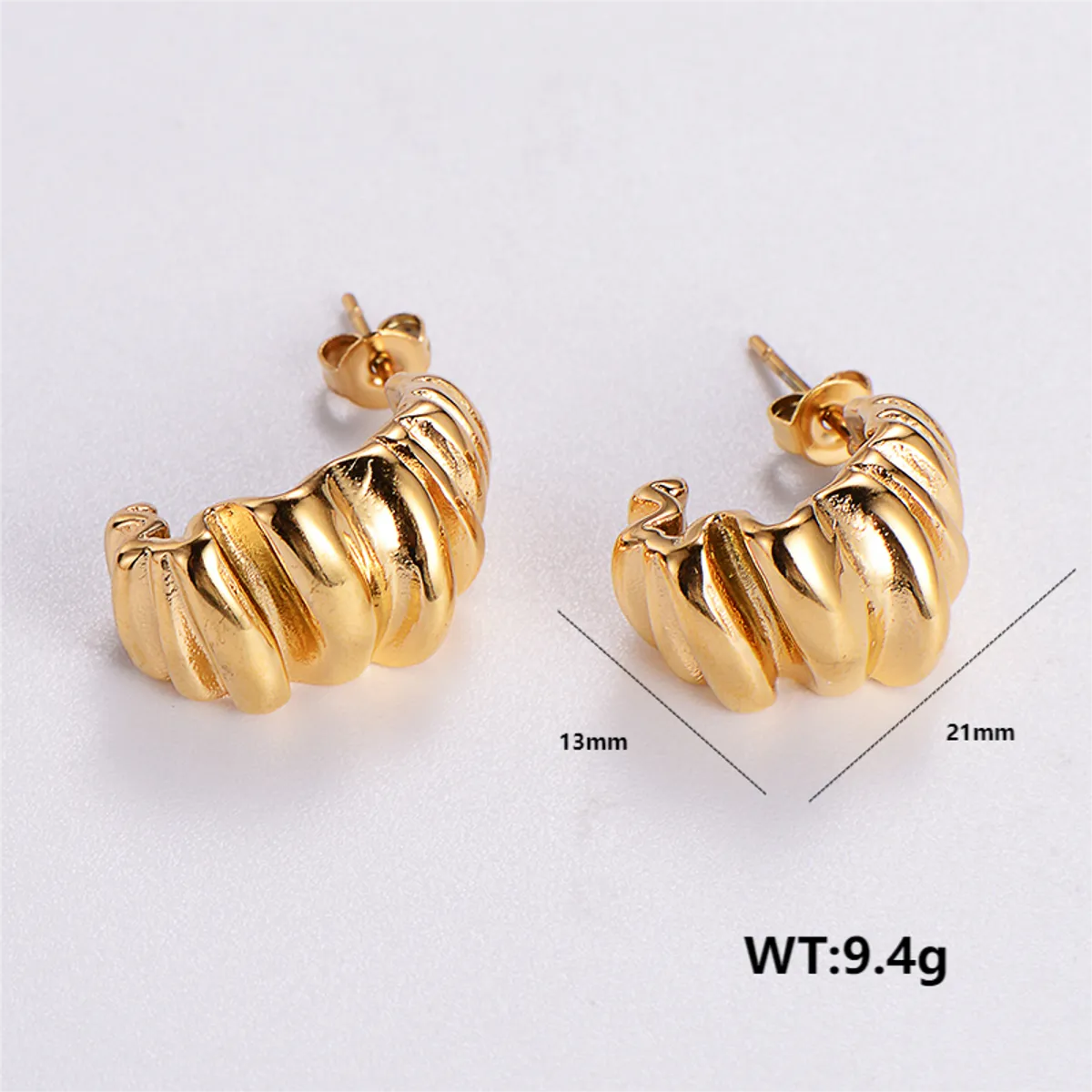 1 Pair Retro Roman Style Geometric Plating Stainless Steel 24k Gold Plated Ear Studs