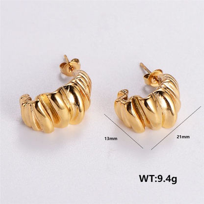 1 Pair Retro Roman Style Geometric Plating Stainless Steel 24k Gold Plated Ear Studs