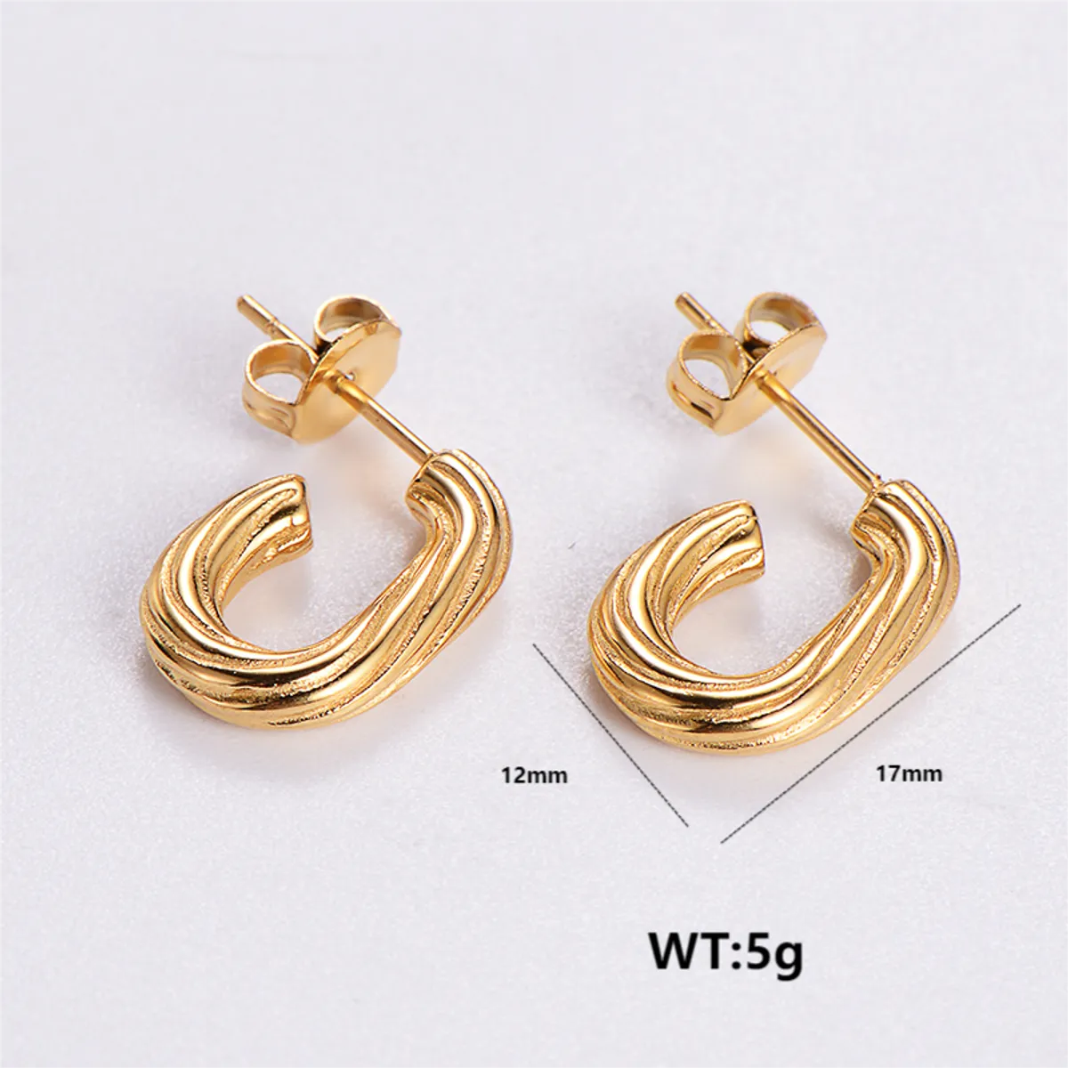 1 Pair Retro Roman Style Geometric Plating Stainless Steel 24k Gold Plated Ear Studs