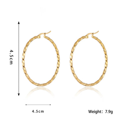 1 Pair Retro Roman Style Geometric Plating Stainless Steel 18K Gold Plated Earrings