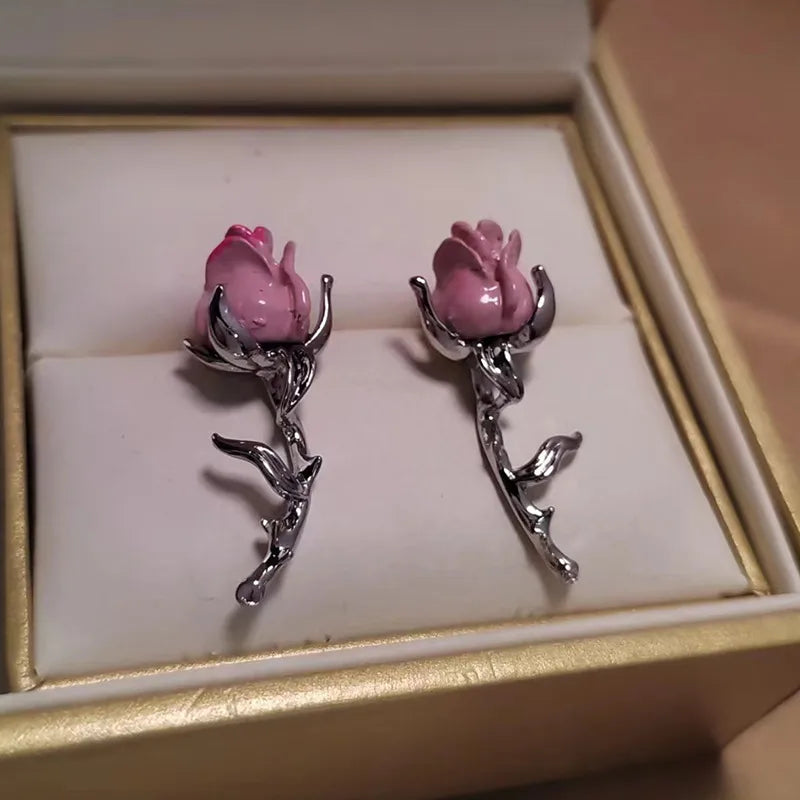 1 Pair Retro Romantic Rose Plating Alloy Ear Studs