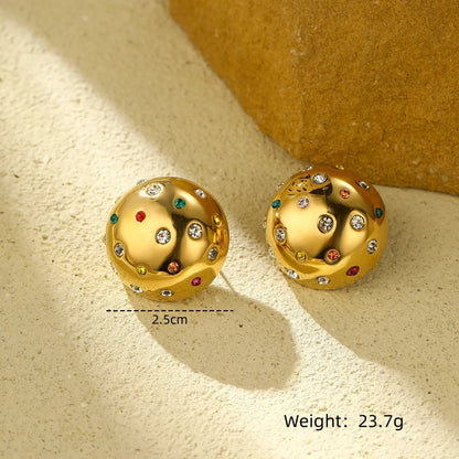 1 Pair Retro Round 304 Stainless Steel Ear Studs