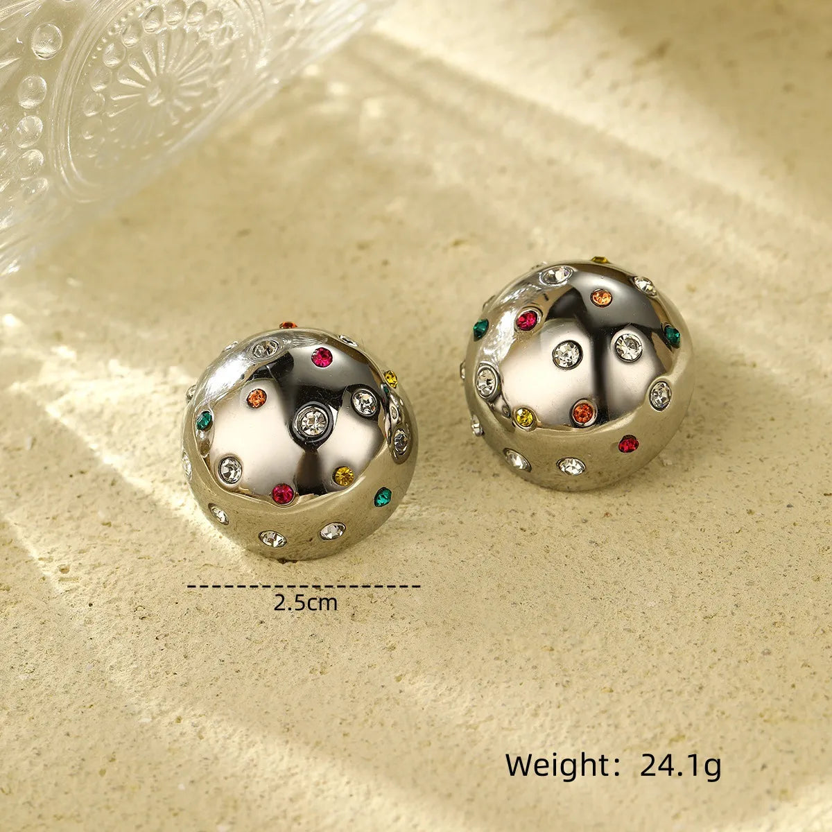 1 Pair Retro Round 304 Stainless Steel Ear Studs