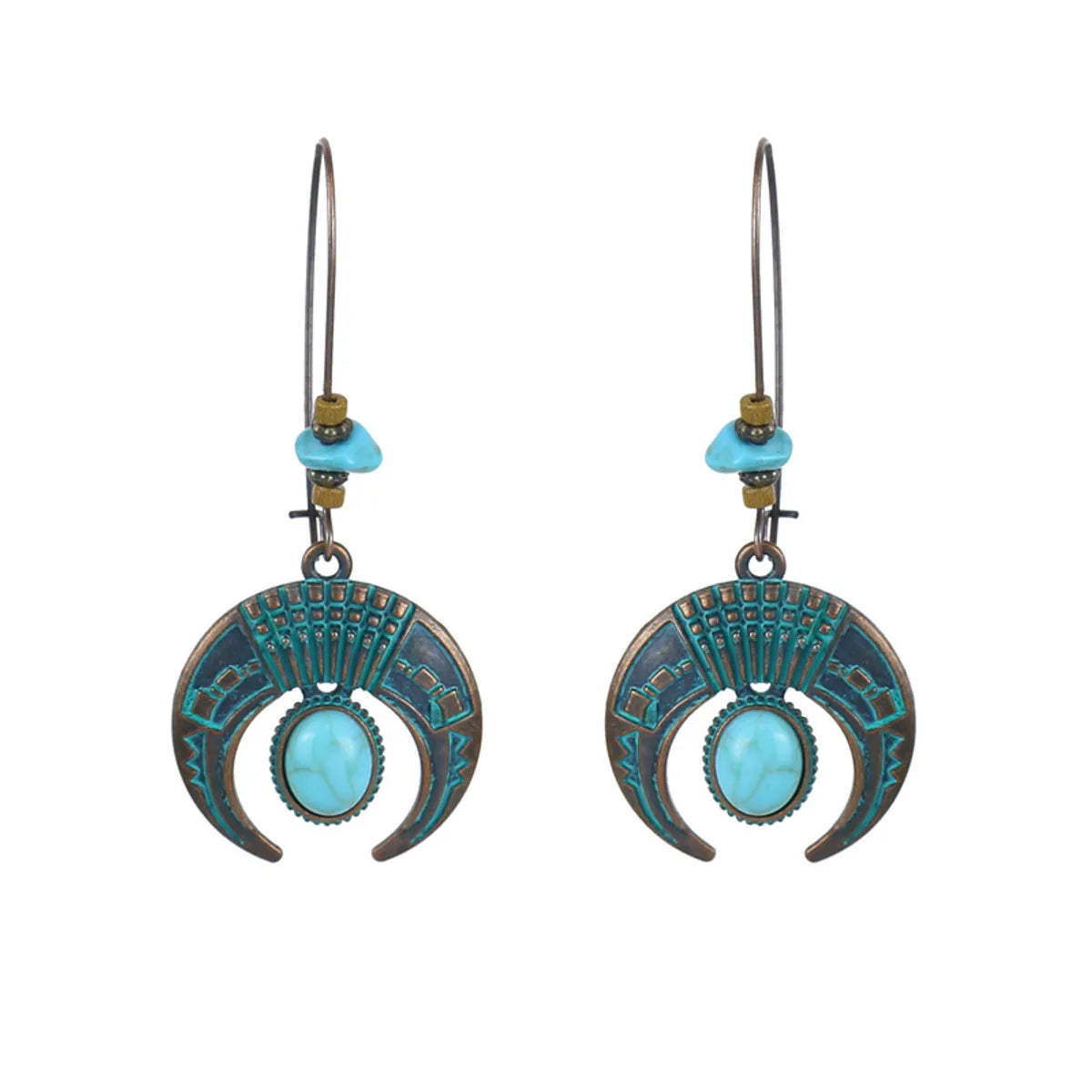 1 Pair Retro Round Alloy Patchwork Women'S Drop Earrings