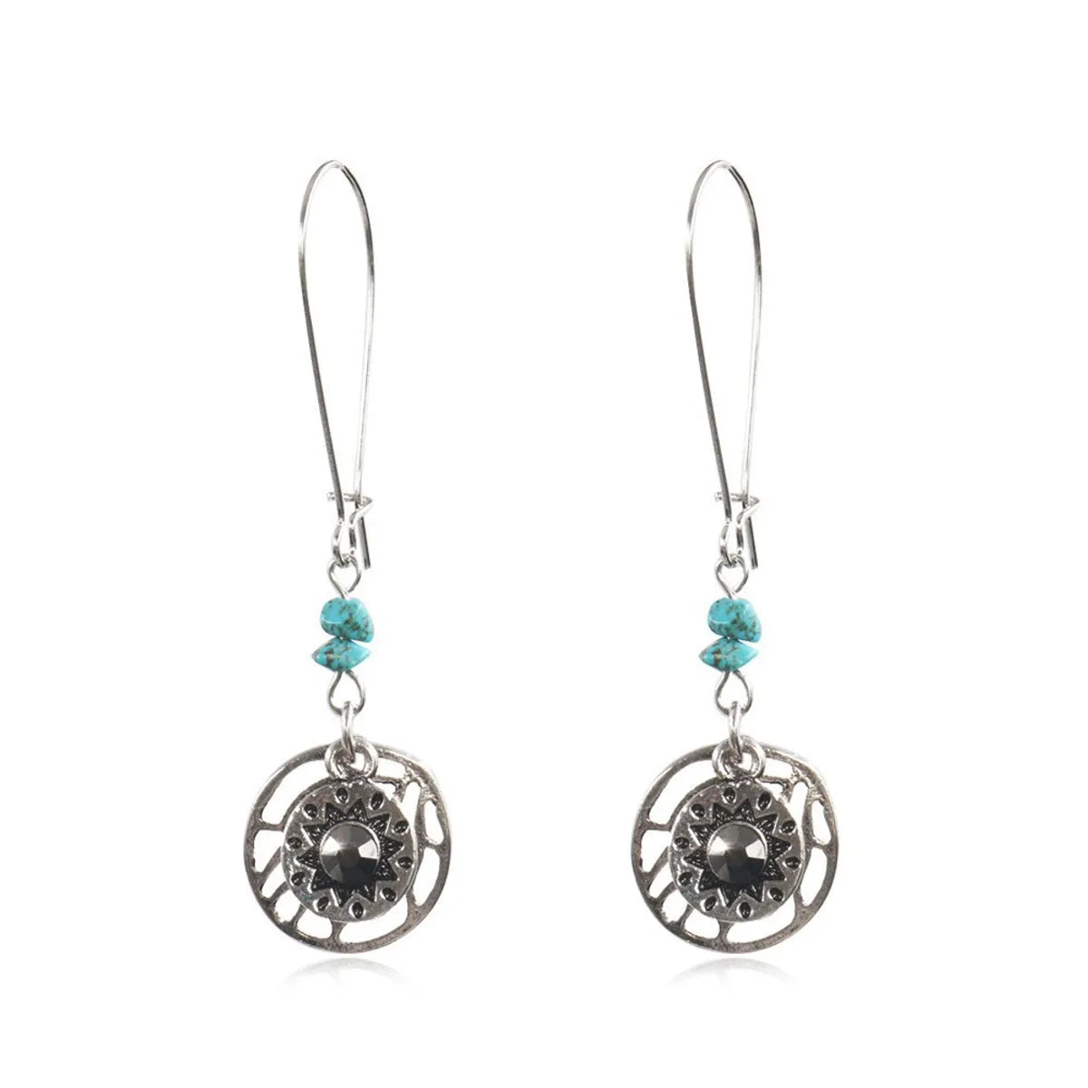 1 Pair Retro Round Alloy Patchwork Women'S Drop Earrings