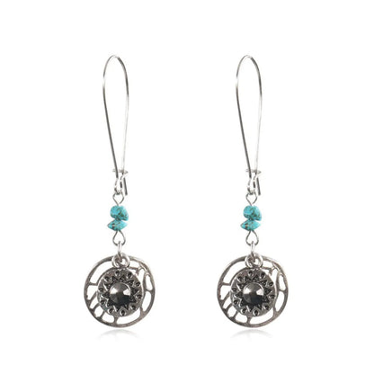 1 Pair Retro Round Alloy Patchwork Women'S Drop Earrings