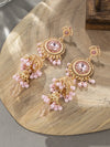 1 Pair Retro Round Bell Pearl Plating Inlay Alloy Acrylic Gem Drop Earrings