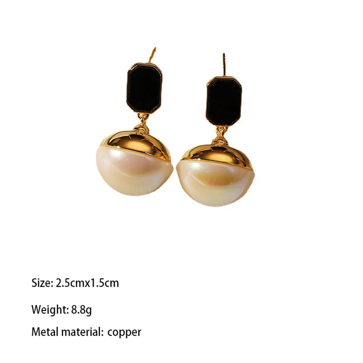 1 Pair Retro Round Copper 18K Gold Plated Drop Earrings