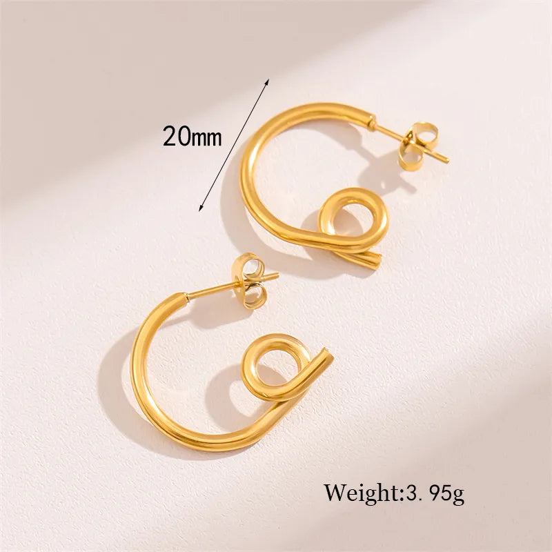 1 Pair Retro Round Knot Plating Stainless Steel 18K Gold Plated Hoop Earrings