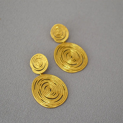 1 Pair Retro Round Plating Copper Drop Earrings