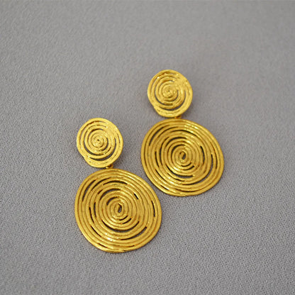 1 Pair Retro Round Plating Copper Drop Earrings