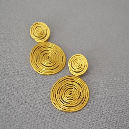 1 Pair Retro Round Plating Copper Drop Earrings