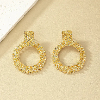 1 Pair Retro Round Plating Hollow Out Alloy Ear Studs