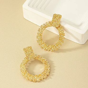 1 Pair Retro Round Plating Hollow Out Alloy Ear Studs