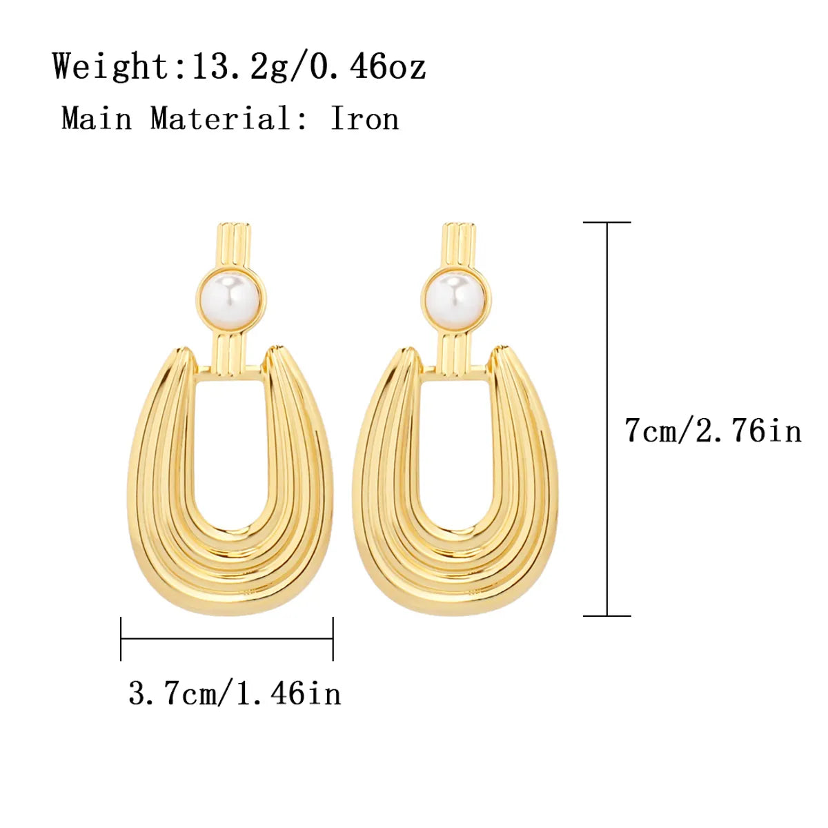 1 Pair Retro Round Plating Inlay Iron Pearl Drop Earrings