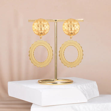 1 Pair Retro Round Plating Stainless Steel Drop Earrings