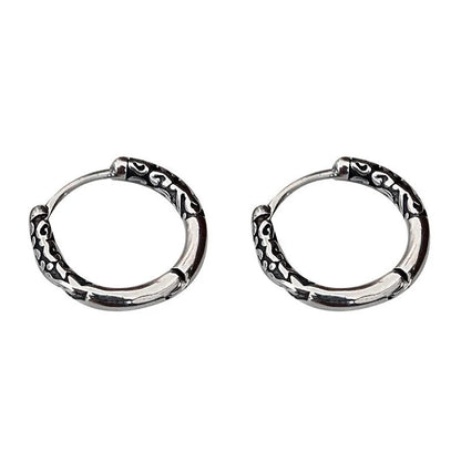 1 Pair Retro Round Polishing Sterling Silver Hoop Earrings