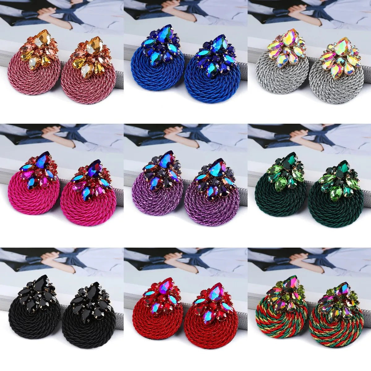 1 Pair Retro Round Rhinestone Women'S Earrings