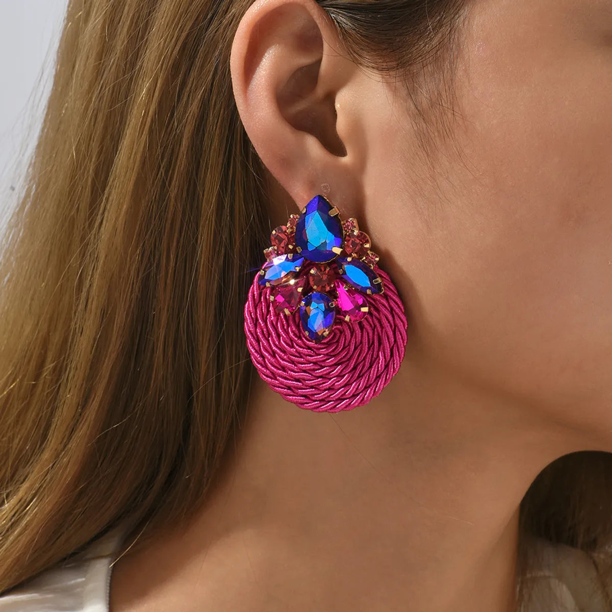 1 Pair Retro Round Rhinestone Women'S Earrings