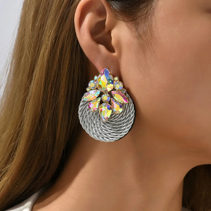 1 Pair Retro Round Rhinestone Women'S Earrings