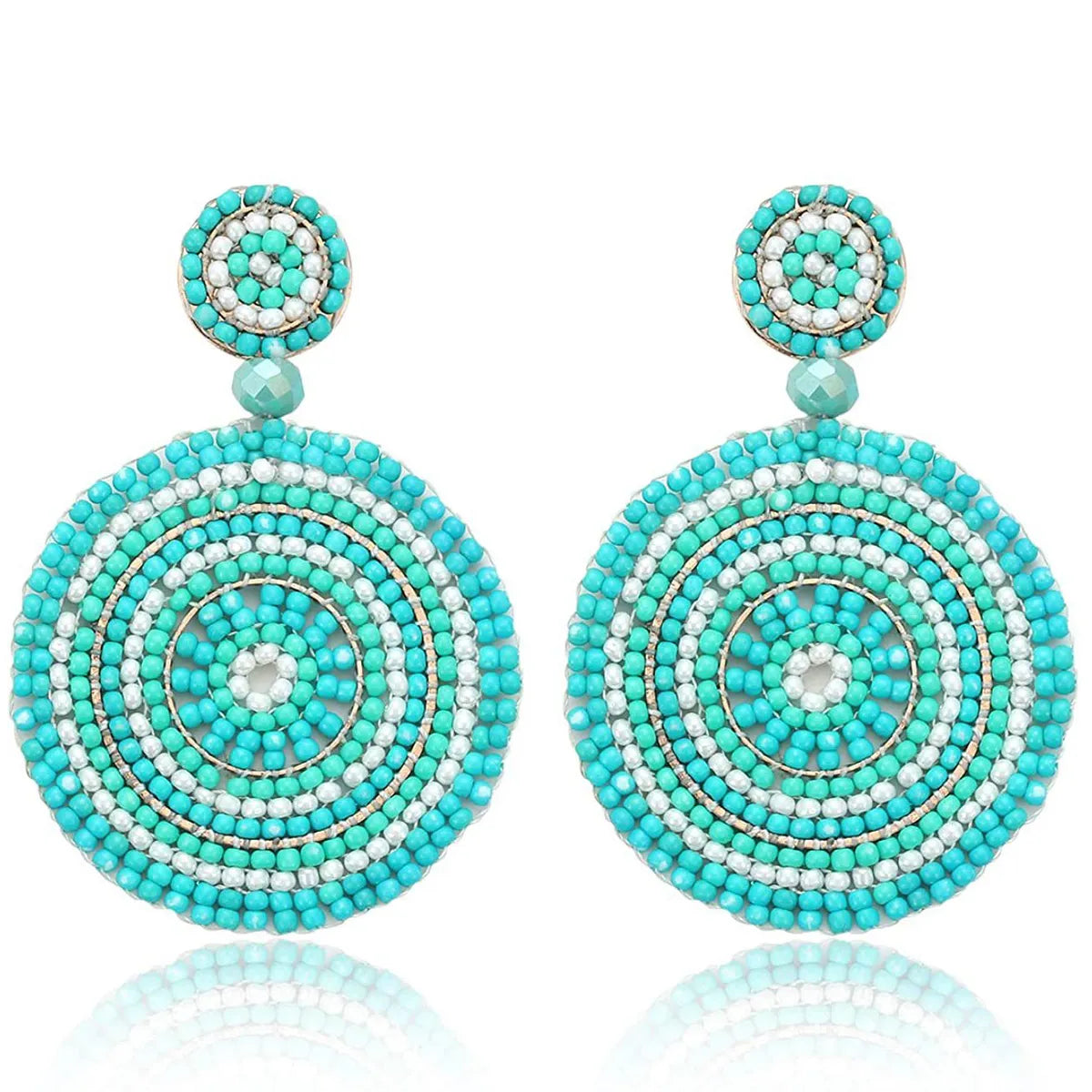 1 Pair Retro Round Seed Bead Drop Earrings