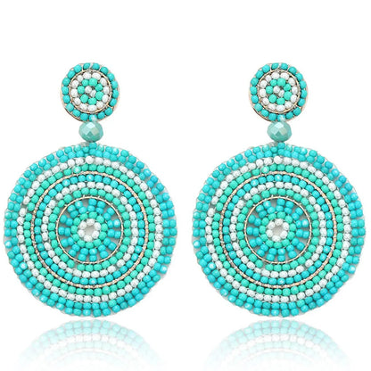 1 Pair Retro Round Seed Bead Drop Earrings