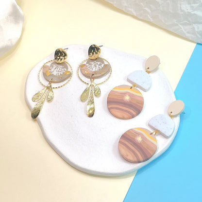 1 Pair Retro Round Soft Clay Women's Drop Earrings