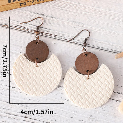 1 Pair Retro Round Solid Color Pu Leather Drop Earrings