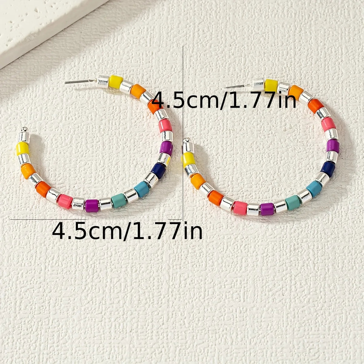 1 Pair Retro Simple Style C Shape Beaded Plastic Ear Studs