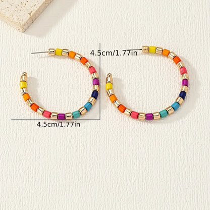 1 Pair Retro Simple Style C Shape Beaded Plastic Ear Studs