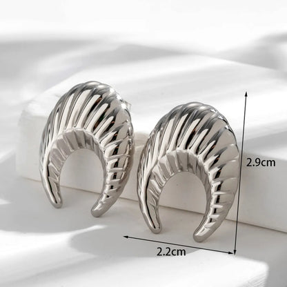 1 Pair Retro Simple Style C Shape Horns Plating Stainless Steel 18k Gold Plated Ear Studs