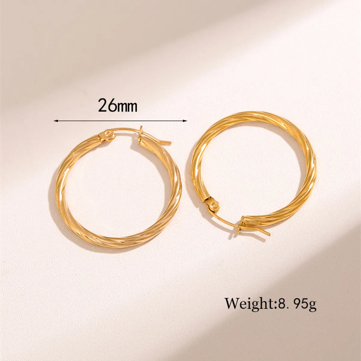 1 Pair Retro Simple Style C Shape Round Plating Stainless Steel 18k Gold Plated Hoop Earrings