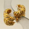 1 Pair Retro Simple Style C Shape Twist Plating Inlay Stainless Steel Zircon 18k Gold Plated Ear Studs