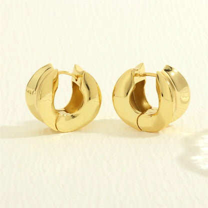 1 Pair Retro Simple Style Circle Plating Copper 18k Gold Plated Hoop Earrings