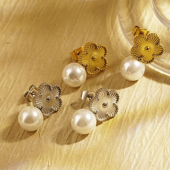 1 Pair Retro Simple Style Classic Style Flower Plating 304 Stainless Steel 18K Gold Plated Ear Studs