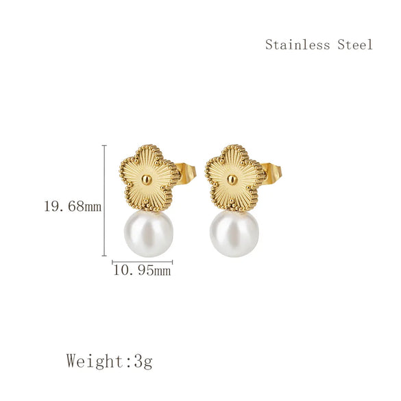 1 Pair Retro Simple Style Classic Style Flower Plating 304 Stainless Steel 18K Gold Plated Ear Studs
