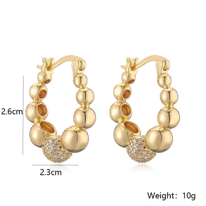 1 Pair Retro Simple Style Commute Geometric Inlay Copper Zircon 18K Gold Plated Earrings