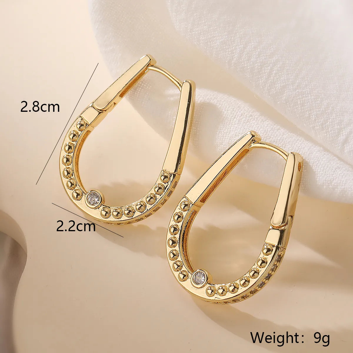 1 Pair Retro Simple Style Commute Geometric Inlay Copper Zircon 18K Gold Plated Earrings