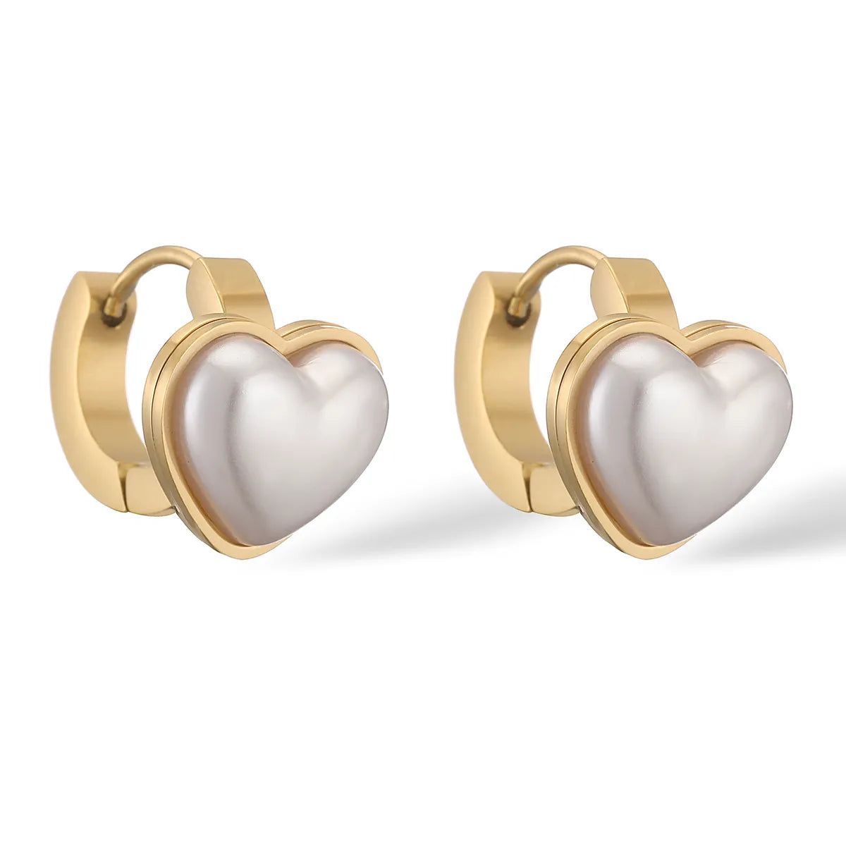 1 Pair Retro Simple Style Commute Heart Shape Inlay 304 Stainless Steel Artificial Pearls Earrings